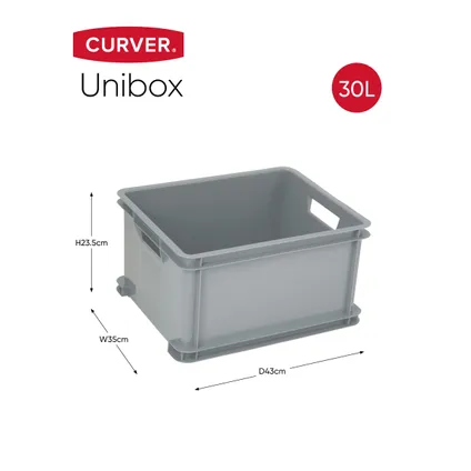 Curver Unibox Classic Opbergbox L - 3x30L - 43x35x23,5cm - Grijs 3