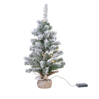 Everlands Kerstboom - kunst - nepsneeuw - verlicht - ⌀41cm - ↕75cm