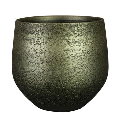 Steege Plantenpot - keramiek - metallic donkergroen - D27/H25 cm