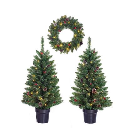 Black Box Kerstbomen kunst - kerstkrans - verlicht - set - ↕90 cm