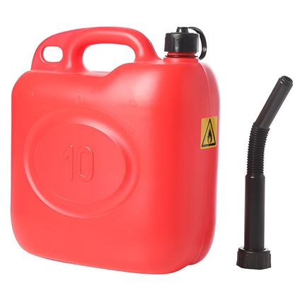 Jerrycan/benzinetank - kunststof - 10 liter - rood