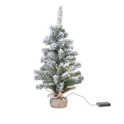 Everlands Kerstboom - met nepsneeuw - verlicht - 90 cm