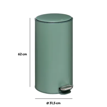 5Five Prullenbak/pedaalemmer - groen - metaal - 30 liter - 62 cm 2