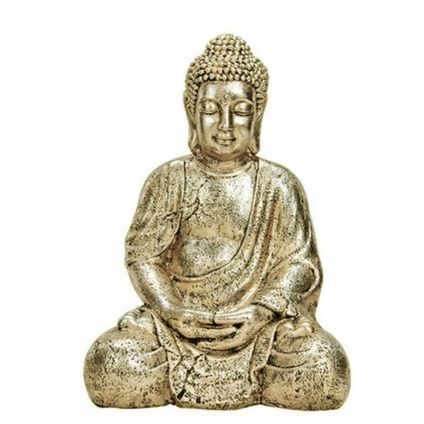 Boeddha beeld - binnen en buiten - polystone - goudkleurig - 43 cm