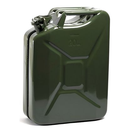 Jerrycan - metaal - 20 liter - legergroen - geschikt voor brandstof