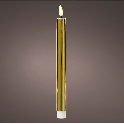 Lumineo LED dinerkaarsen - 2x st - goud - 24,5 cm - glimmend