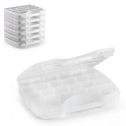 Plasticforte koffertje/opbergdoos/sorteerbox - 13-vaks - transparant 2