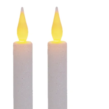 Feeric lights and christmas dinerkaarsen - LED - wit glitter - 28 cm 2