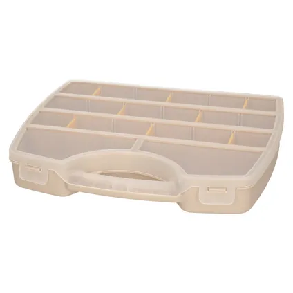 Plasticforte koffertje/opbergdoos/sorteerbox - 13-vaks - beige