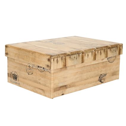 5Five Opbergdoos/box - houtkleur - L25 x B17 x H9.5 cm - Stevig karton