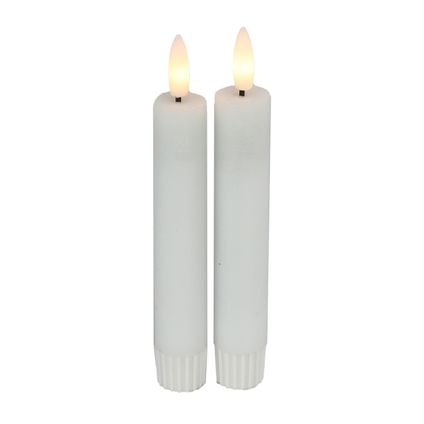 Countryfield Led kaarsen/dinerkaarsen - 2x stuks - wit - 15 cm