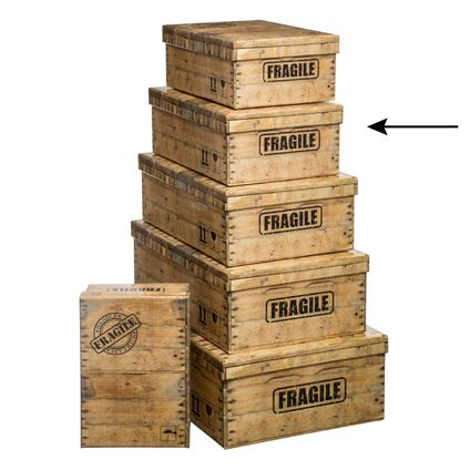 5Five Opbergdoos/box - houtkleur - L36 x B24.5 x H12.5 cm - Stevig karton