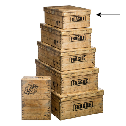 5Five Opbergdoos/box - houtkleur - L32 x B21.5 x H12 cm - Stevig karton