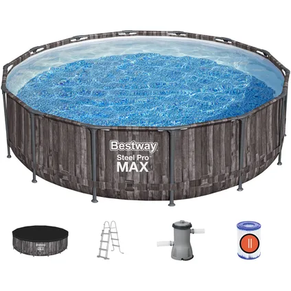 Bestway pool set Steel Pro Max 427 wood look 3