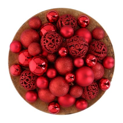 Giftsome Kunststof kerstballen set rood 101 stuks