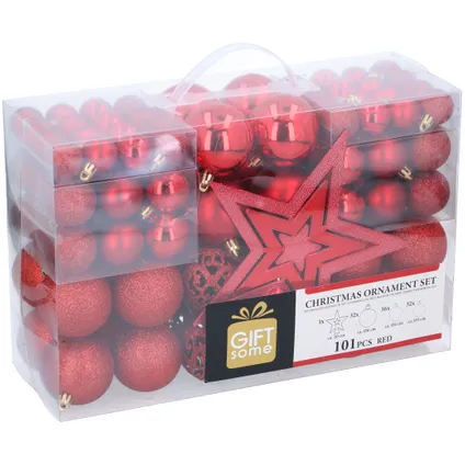 Giftsome Kunststof kerstballen set rood 101 stuks 2
