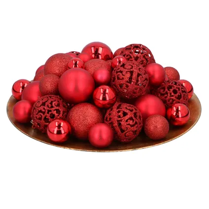 Giftsome Kunststof kerstballen set rood 101 stuks 3
