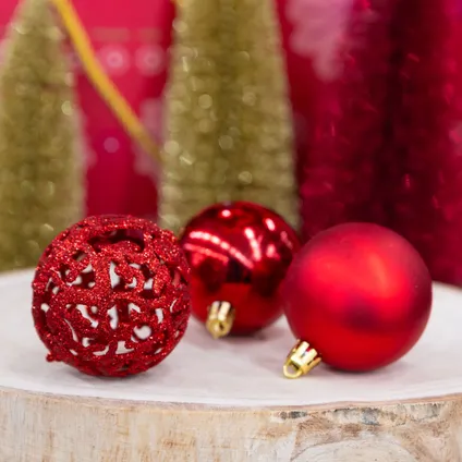 Giftsome Kunststof kerstballen set rood 101 stuks 8