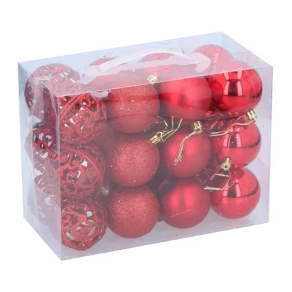 Christmas Gifts Kerstballen Set Rood 24 Stuks 4