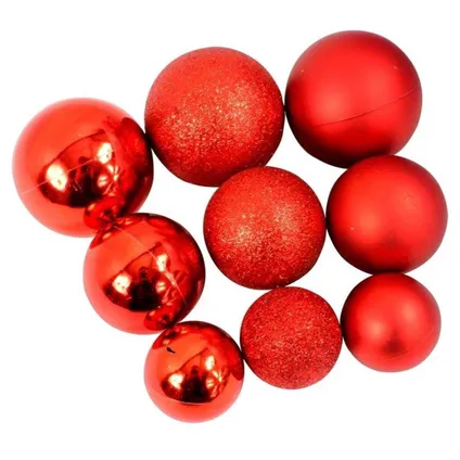 Christmas Gifts Kerstballen set rood 70 stuks incl. kerst opbergbox 4