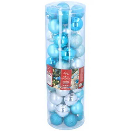 Christmas Gifts Set de boules de Noël 50 Pièces Bleu/Argent