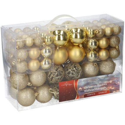 Christmas Gifts Plastic Kerstballen 100 Stuks Goud
