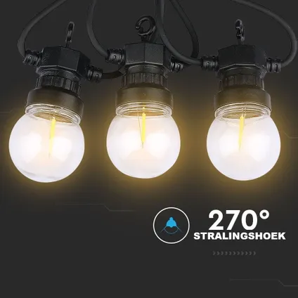 LED Prikkabel | 5M | 10 Filament lampen | Warm Wit (3000K) 6