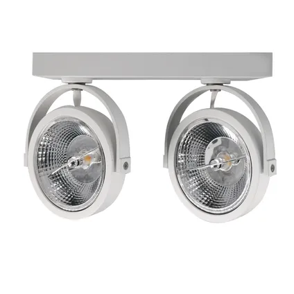 Dubbel Plafondspot armatuur - voor AR111 spots - GU10 fitting - Wit - Aluminium 4
