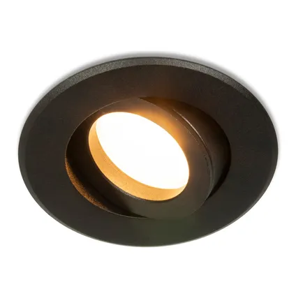 LED Midi inbouwspot Bilal -Rond Zwart -Extra Warm Wit -Niet Dimbaar -3.4W -Integral LED 4