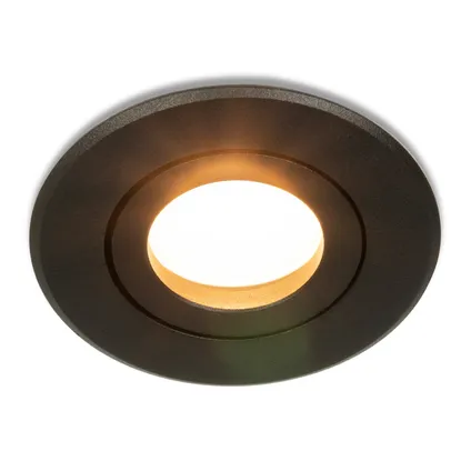 LED Midi inbouwspot Bilal -Rond Zwart -Extra Warm Wit -Niet Dimbaar -3.4W -Integral LED 5