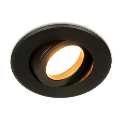 LED Midi inbouwspot Bilal -Rond Zwart -Extra Warm Wit -Niet Dimbaar -3.4W -Integral LED 6