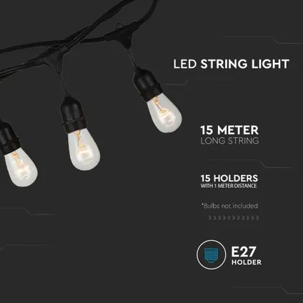 LED Prikkabel | 15M | 15x E27 fitting 3