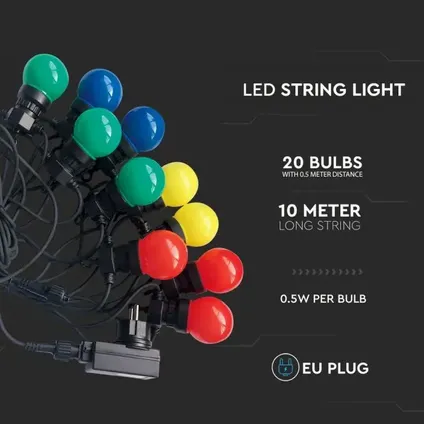 LED Prikkabel | 10M | 20 lampen | Multicolor (RGB) 4