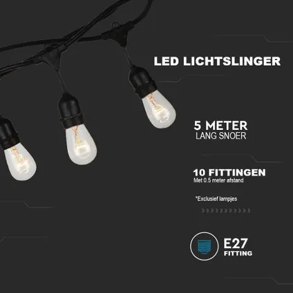 LED Prikkabel | 5M | 10x E27 fitting 4