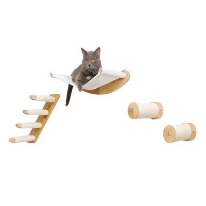 Flokoo - Kattenklimwand - 5-delig - Hangmat voor Katten aan de Muur - Anti Krab Muur