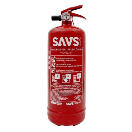 SAVS Brandblusser poeder 2 kg - Vorstvrij - Met montagebeugel - Poederblusser