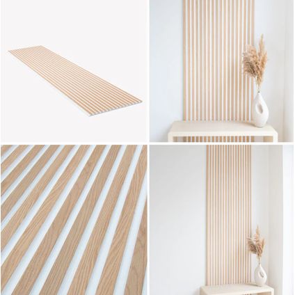 Lattenwand - PVC - Wandpaneel - Eiken Wit - White Light Brown - 64cmx290cm