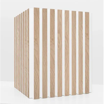 Lattenwand - PVC - Wandpaneel - Eiken Wit - White Light Brown - 64cmx290cm 6