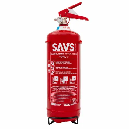 SAVS Brandblusser poeder 3 kg - Vorstvrij - Met montagebeugel - Poederblusser 3