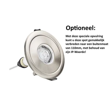IP65 LED Inbouwspot Kayla -Rond RVS Look -Koel Wit -Dimbaar 4.9W -Philips 5