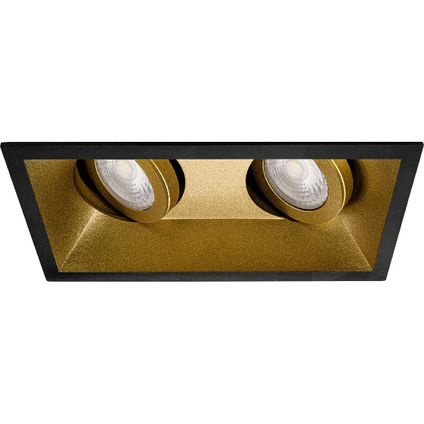 Premium Inbouwspot Zeynel Zwart met goud Verdiepte dubbele spot Philips Warm Glow Met Philips LED