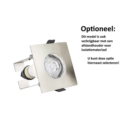 IP65 LED Inbouwspot Beata -Vierkant RVS Look -Extra Warm Wit -Dimbaar 4W -Philips 7