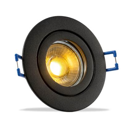 IP44 LED Inbouwspot Skylar - badkamer of buiten - Ronde spot - Zwart - Extra Warm Wit - 2700K - 2.7