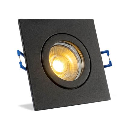 IP44 Platte LED inbouwspot Sutton - badkamer of buiten - Vierkante spot - Zwart - Extra Warm Wit - 2
