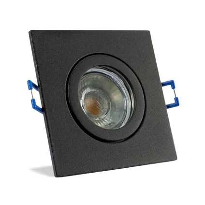 IP44 LED Inbouwspot Aspen - badkamer of buiten - Vierkante spot - Zwart - Extra Warm Wit - 2700K - 2 2