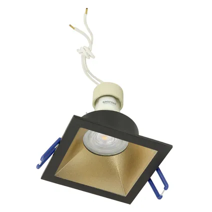 Premium Inbouwspot Warmglow Mahdi Goud, Zwart Verdiepte vierkante spot Philips Warm Glow Met Philips LED 3