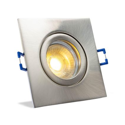 IP44 Platte LED inbouwspot Ember - badkamer of buiten - Vierkante spot - Nikkel mat - Extra Warm Wit