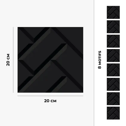 8 zelfklevende tegels 20x20cm Lynn / Subway tegels / zwart - Vinyl Way 5