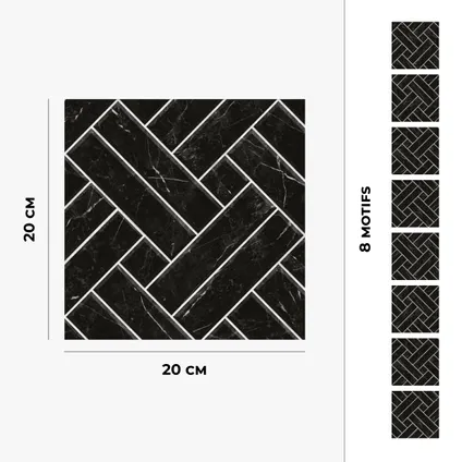 8 zelfklevende tegels 20x20cm Angie / Montreal / zwart - Vinyl Way 5