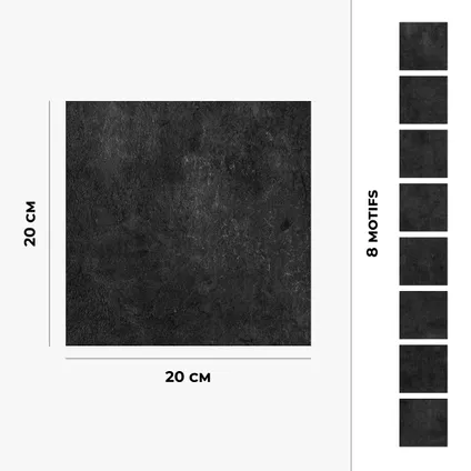 8 zelfklevende tegels 20x20cm Erica / Beton / zwart - Vinyl Way 5